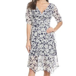 Women's Chelsea28 Floral Print Ruched Dress, Size 8 - Navy